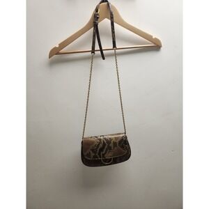 MNG‎ Snake Print Crossbody Bag Gold Ring Chain Strap Evening Bag